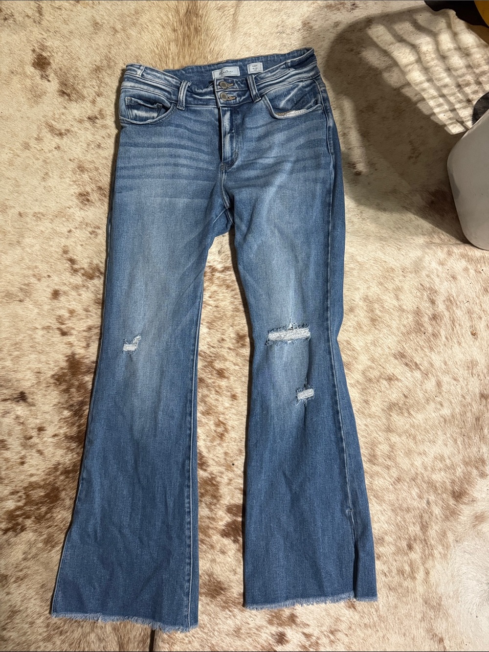 KanCan Medium Blue Distressed Flare Jeans